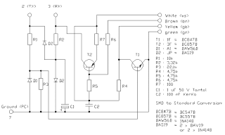 Circuit diagram of the original PFAFF serial cable electronics.